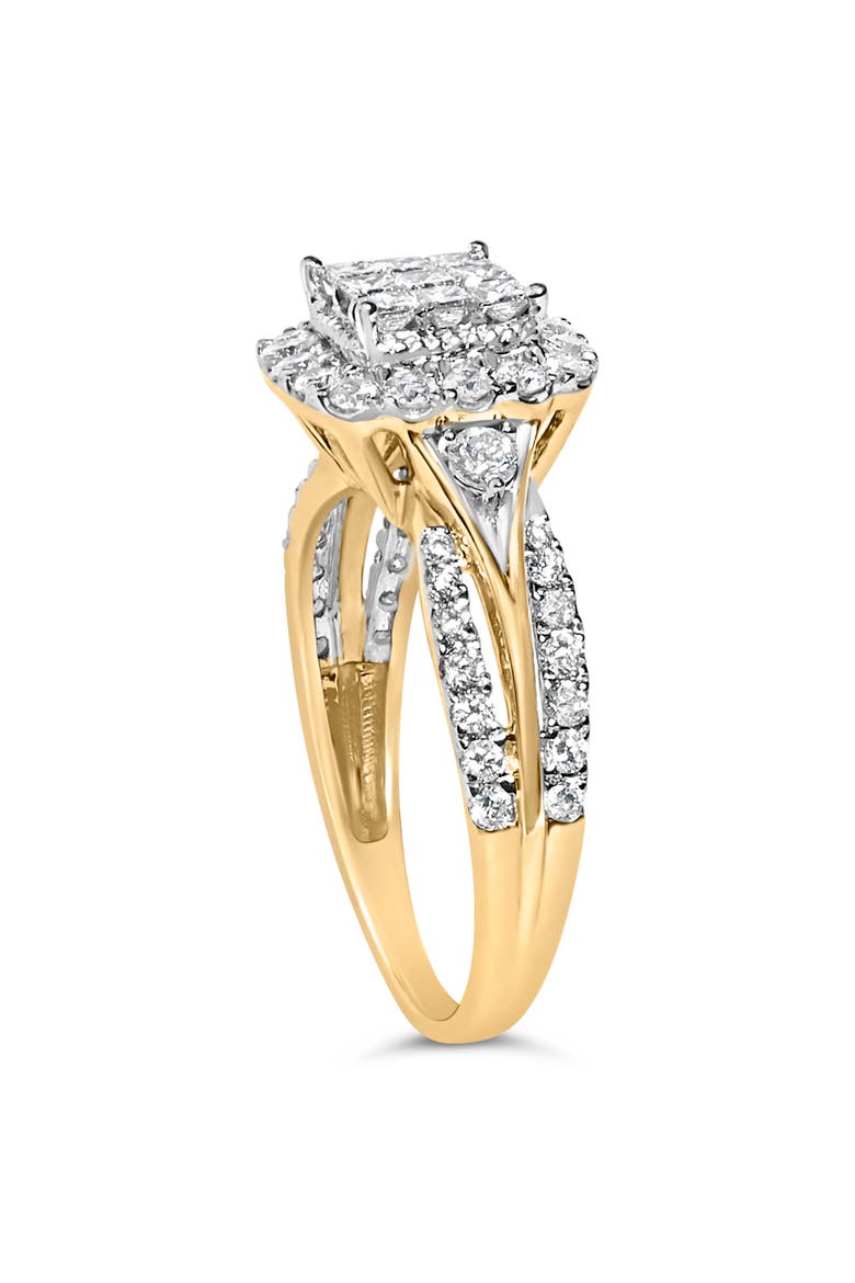 10K Yellow Gold 1.0 Cttw Diamond 3-Band-Look Engagement Ring, Alternate, color, Yellow