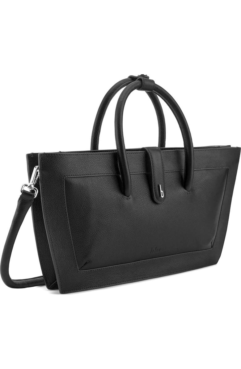 behno Frida Leather Baguette Top Handle Bag, Alternate, color, Black
