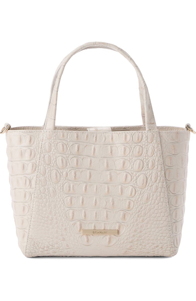 Brahmin Small Mona Croc Embossed Leather Top Handle Bag, Main, color, Ivory