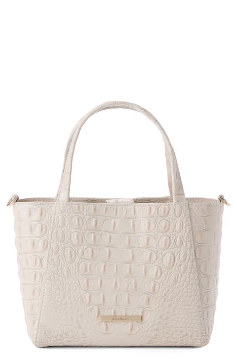 Small Mona Croc Embossed Leather Top Handle Bag
