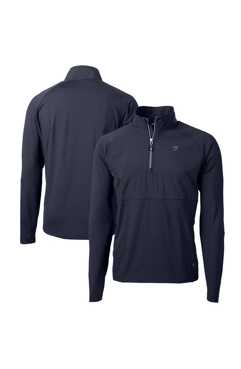 Cutter & Buck Men's Cutter & Buck Navy Tampa Bay Buccaneers Adapt Eco Knit Hybrid Recycled Quarter-Zip Pullover Top, Main, color,