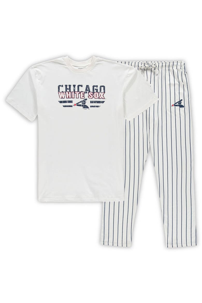 Men's Concepts Sport White/Navy Chicago White Sox Big & Tall Pinstripe Sleep Set, Main, color, White