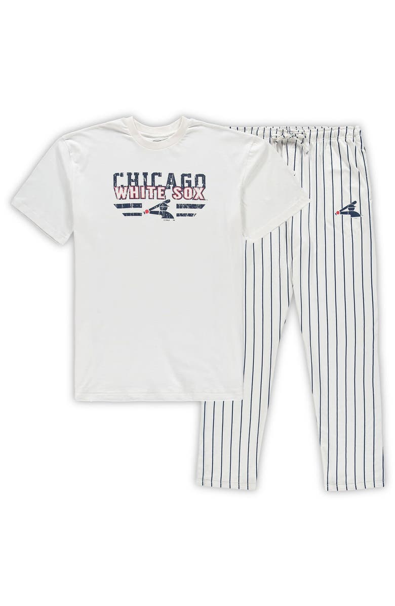 CONCEPTS SPORT Men's Concepts Sport White/Navy Chicago White Sox Big & Tall Pinstripe Sleep Set, Main, color, White