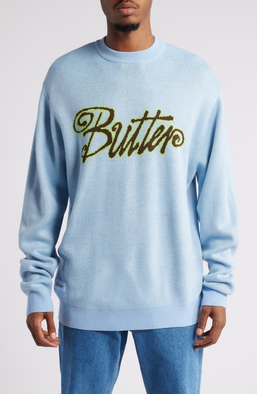 Butter Goods Jive Graphic Crewneck Sweater in Lake Blue 