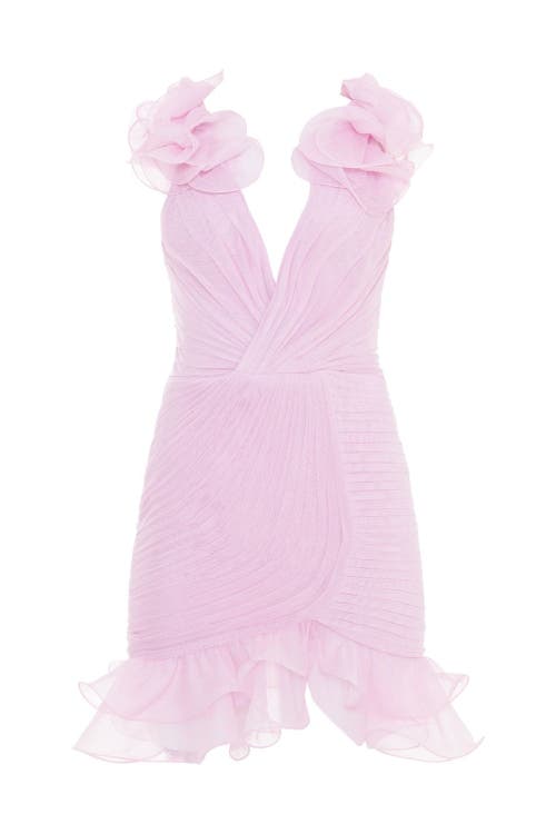 Patbo Silk Plisse Flutter Mini Dress In Pink