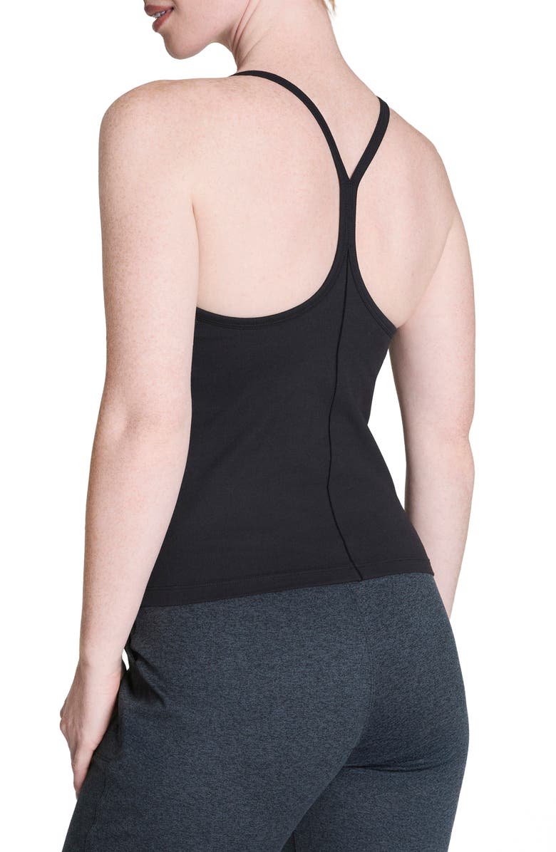 SPANX<sup>®</sup> SoftStretch Rib Shelf Bra Performance Tank, Alternate, color, Very Black