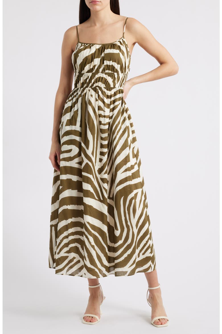 Fatima Print Cotton Midi Sundress, Main, color, SELVA