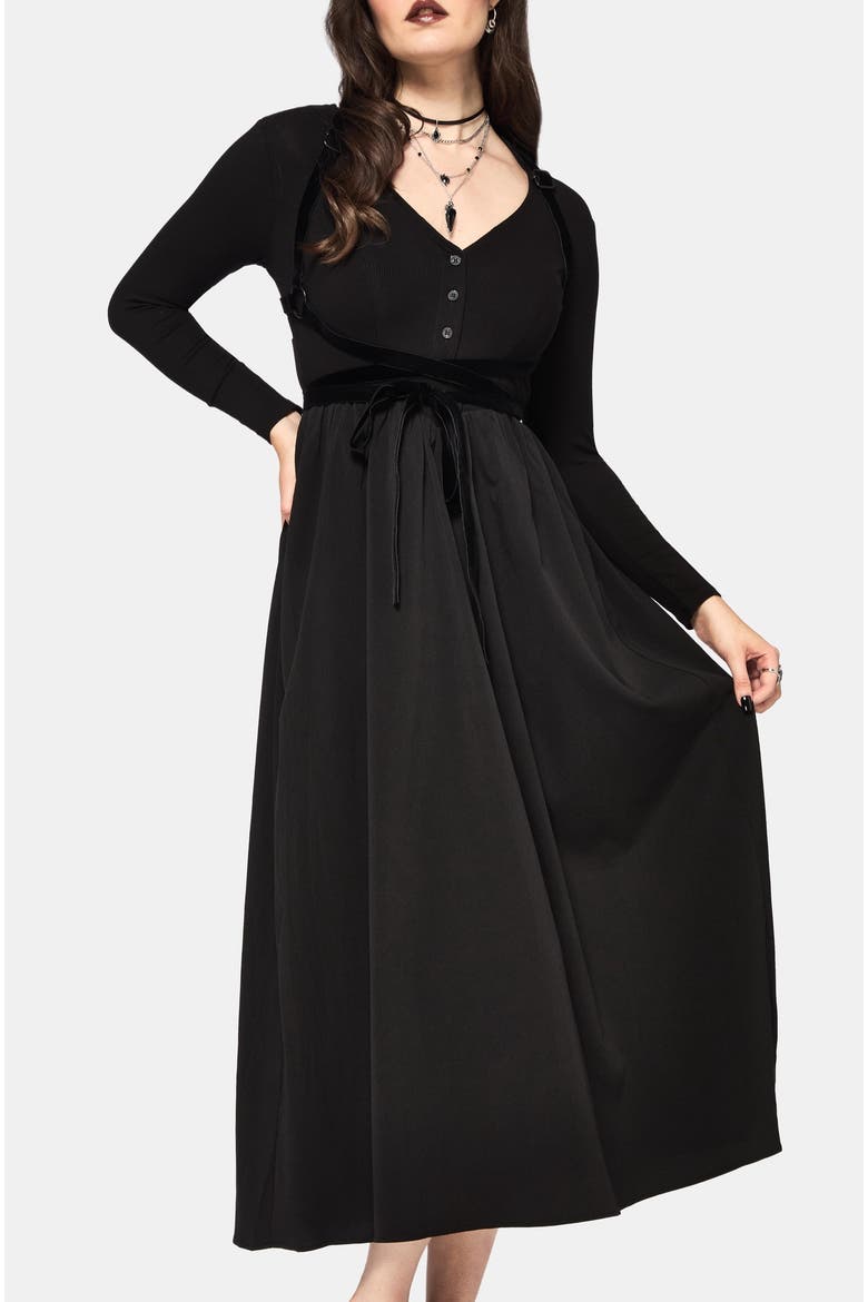Torrent Button Up Midi Dress, Alternate, color, Black
