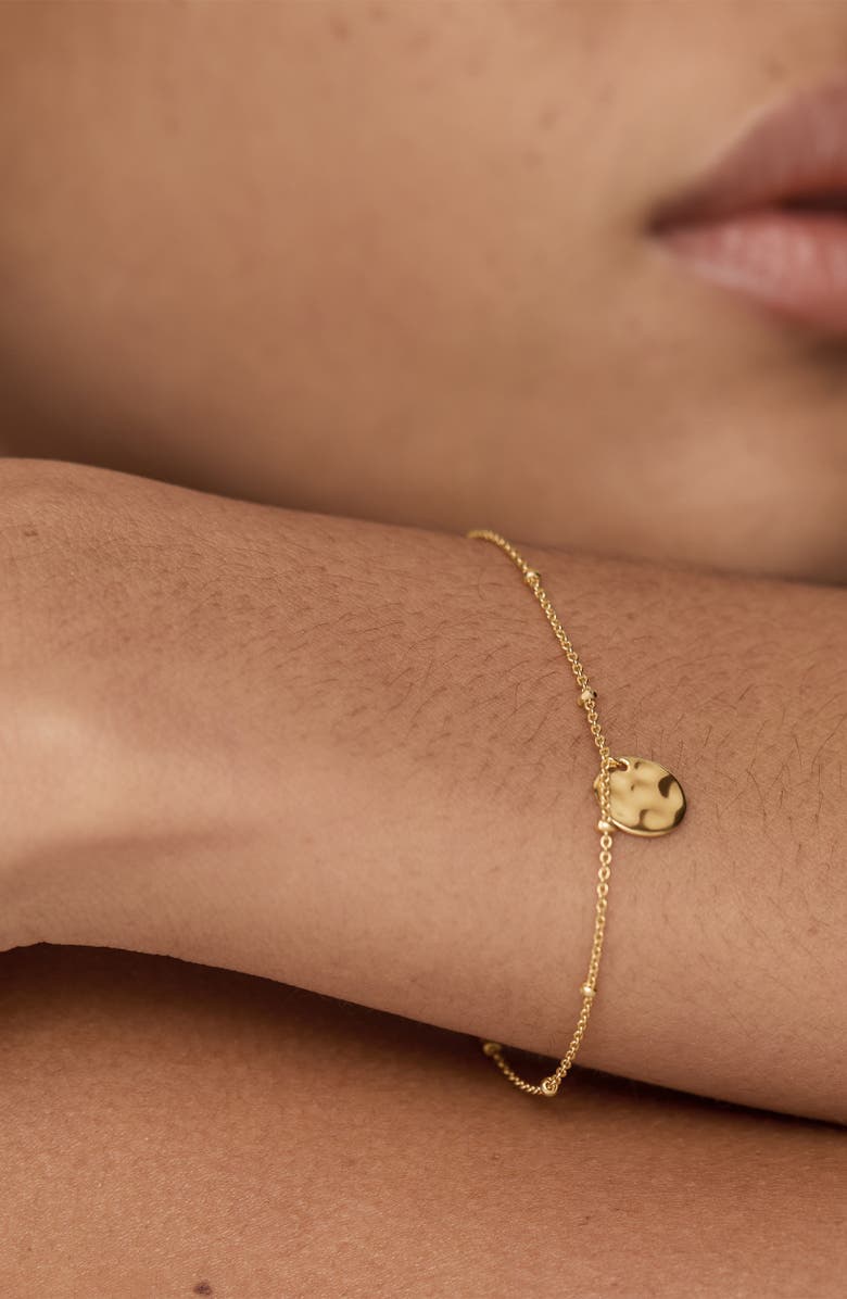 Monica Vinader Siren Muse Hammered Disc Charm Bracelet, Alternate, color, 18K Gold Vermeil