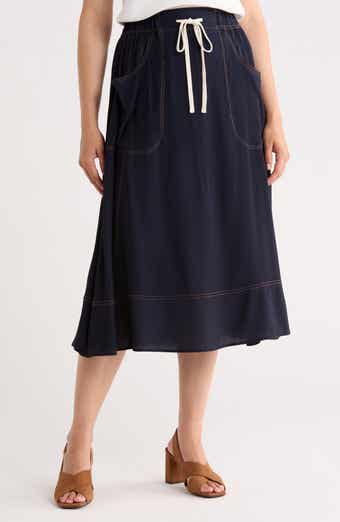 Adrianna Papell Topstitched A-Line Skirt