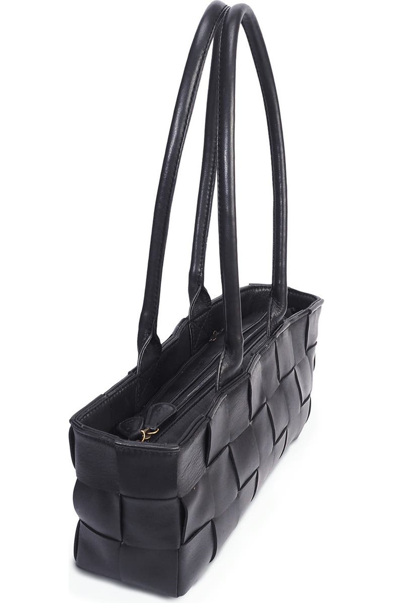 Mandrn Woven Leather Shoulder Bag, Alternate, color, Black