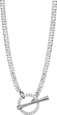Adornia Crystal Toggle Tennis Necklace