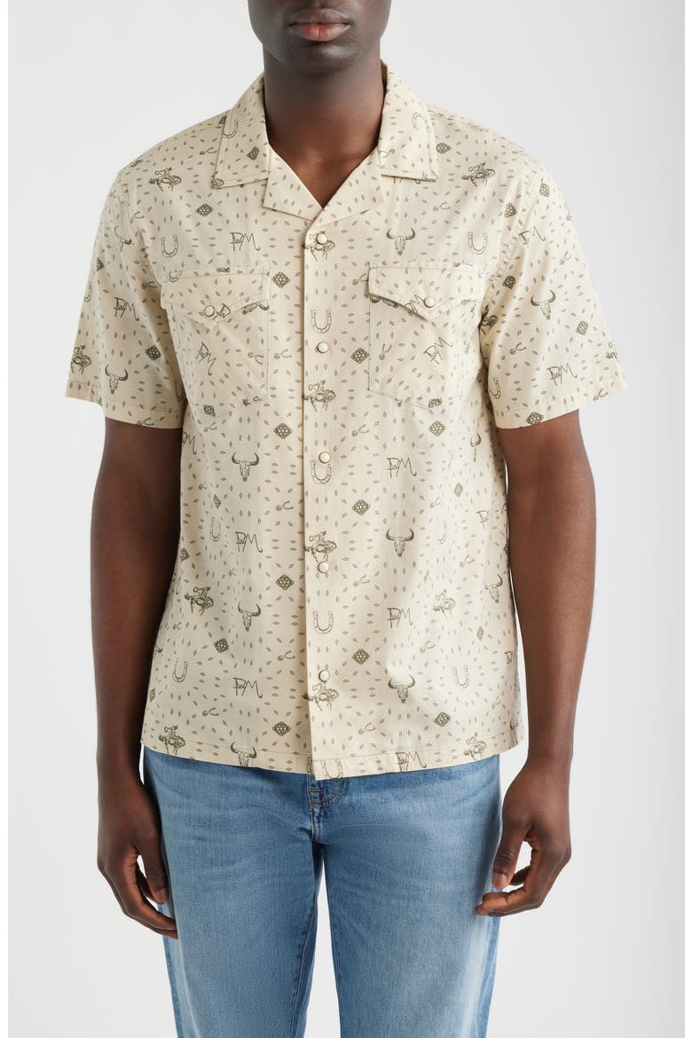 Short Sleeve Snap-Up Western Shirt, Main, color, WESTERN TAN
