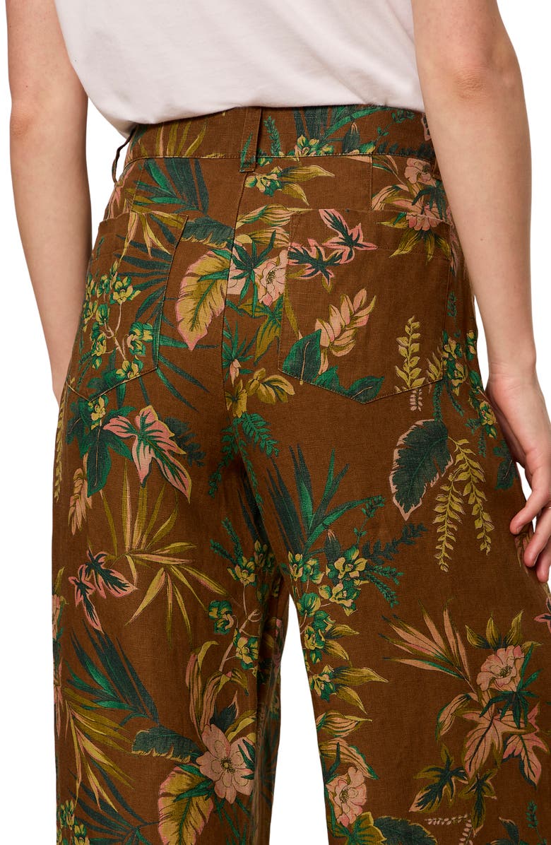 Sanctuary Floral Print Wide Leg Linen Pants, Alternate, color, Vintage Ivy Brown