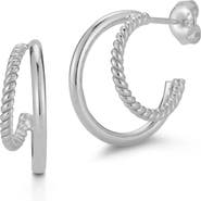 GLAZE JEWELRY Sterling Silver Double Row Hoop Earrings