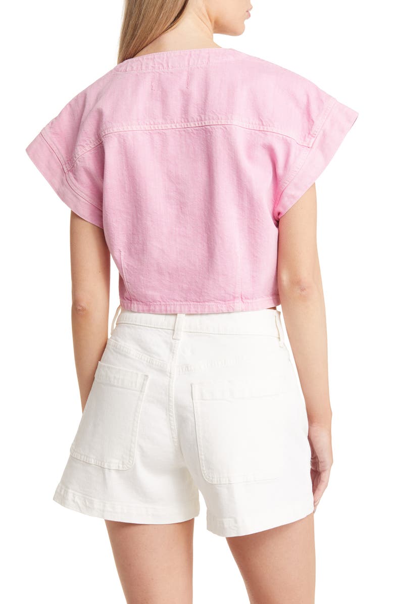 Madewell Garment-Dyed Cap Sleeve Cotton Crop Top, Alternate, color, 