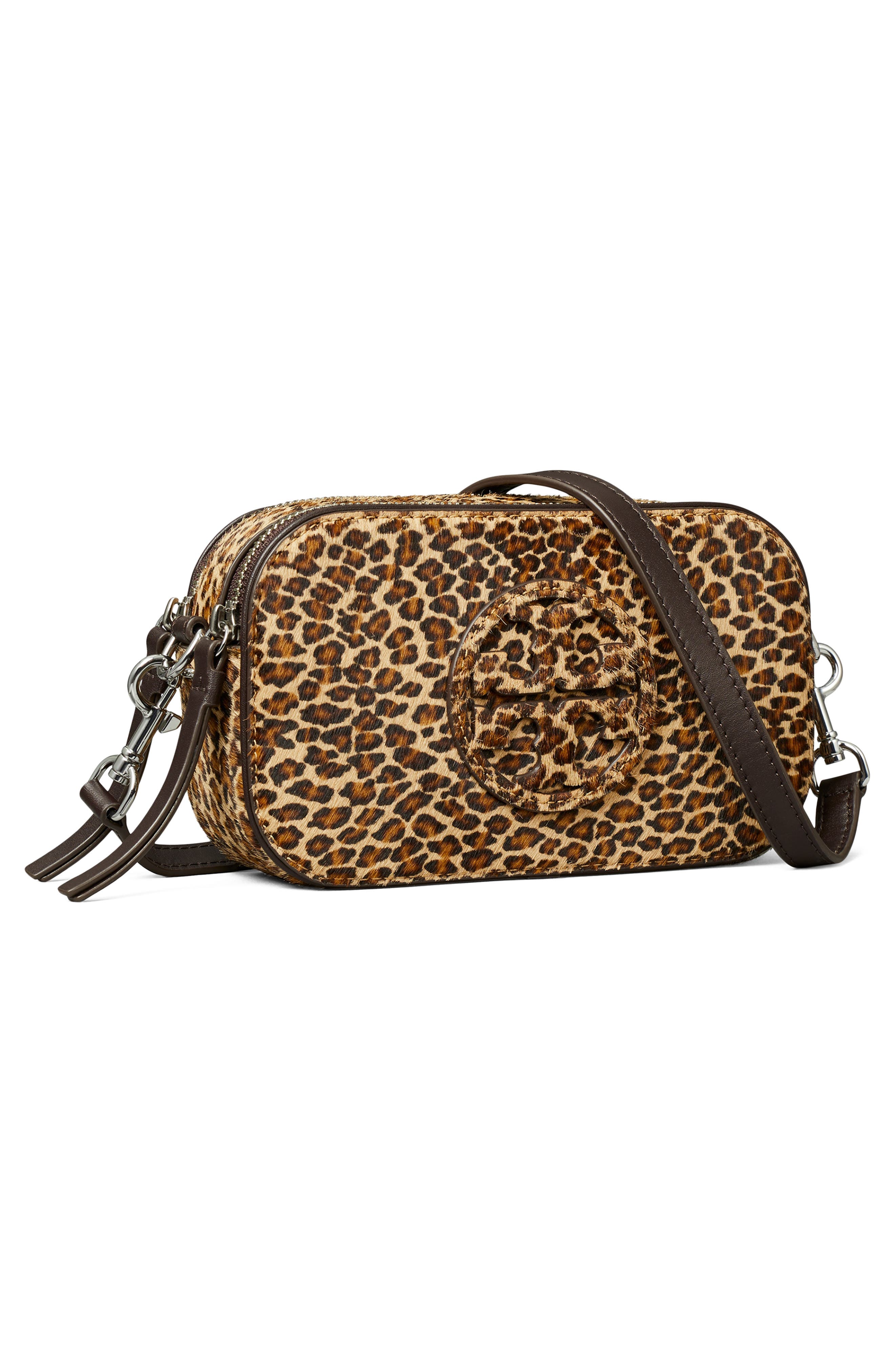 Tory Burch Mini Miller Leopard Print Genuine Calf Hair Crossbody Bag, Alternate, color, Multi