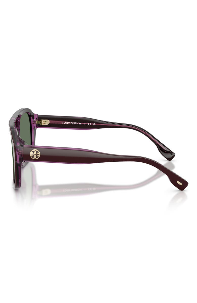 Tory Burch 53mm Gradient Pilot Sunglasses, Alternate, color, Purple Crystal / Dark Green