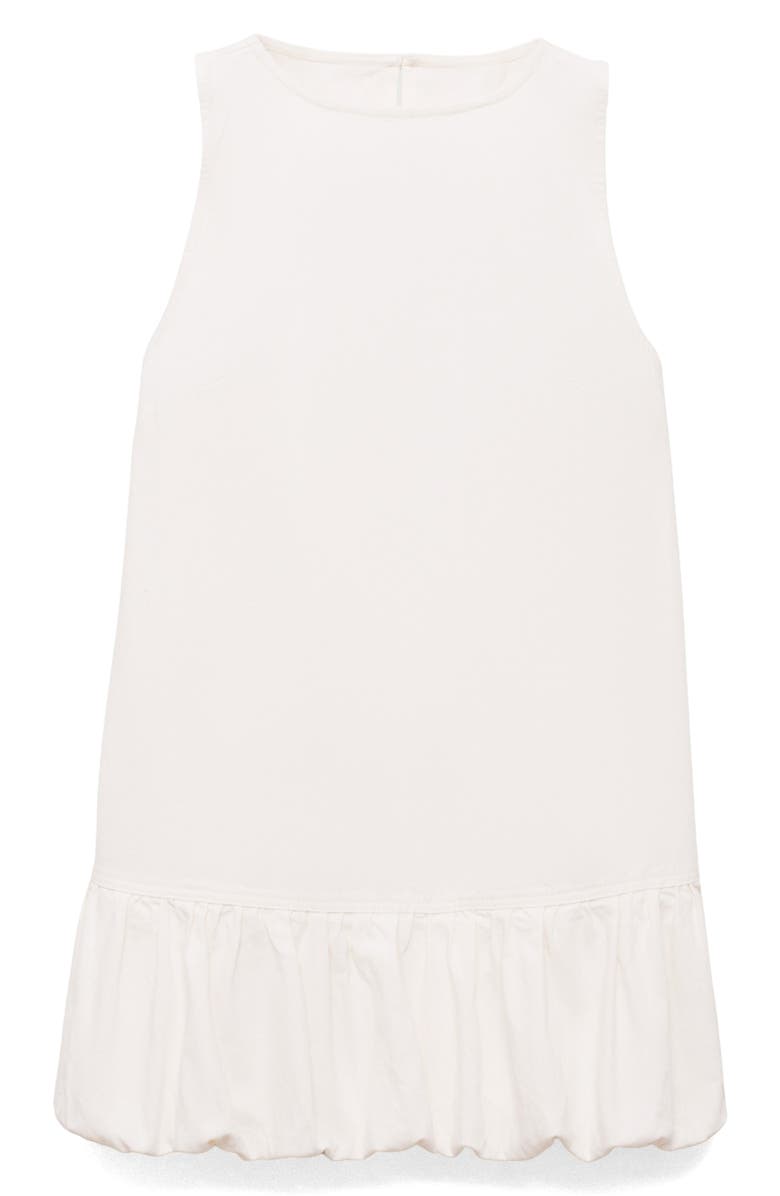 MANGO Puff Hem Sleeveless Denim Dress, Main, color, White