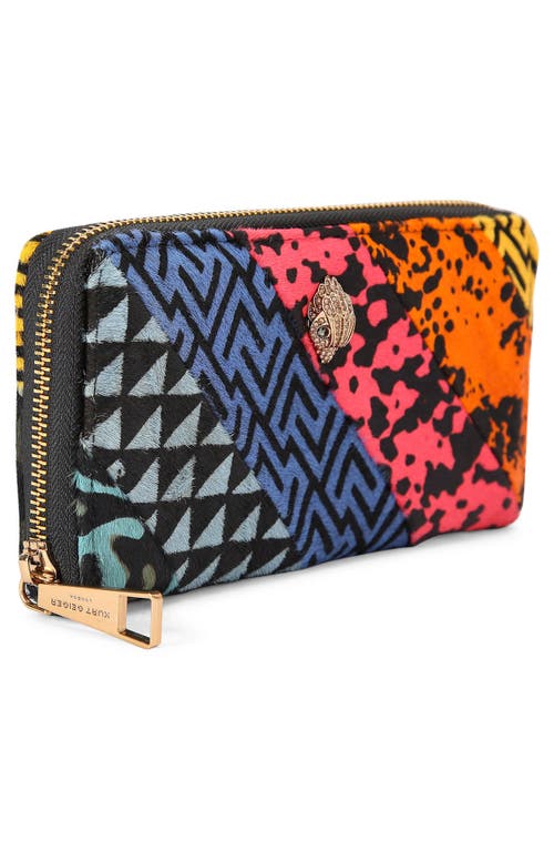 Kurt Geiger London Kensington Genuine Calf Hair Zip Around Wallet In Multi