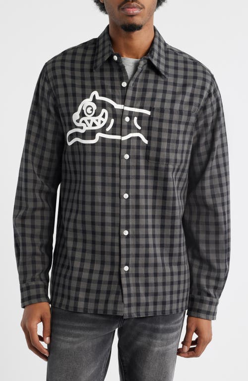 Icecream Mean Gene Long Sleeve Button-up Shirt In Black