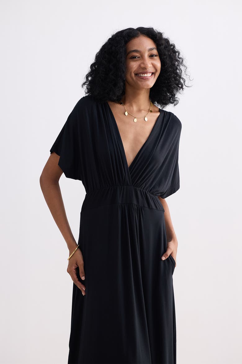 Flowy A-Line Maxi Dress with Side Slits, Alternate, color, Black