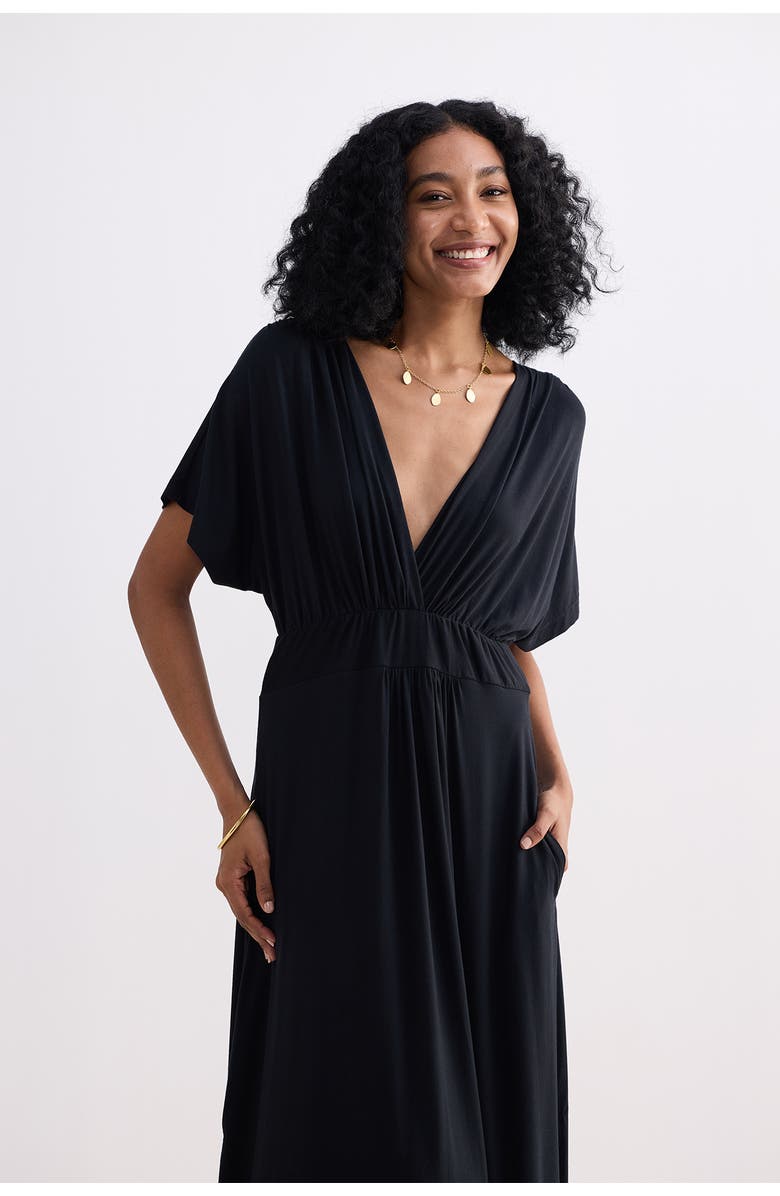 Reistor Flowy A-Line Maxi Dress with Side Slits, Alternate, color, Black