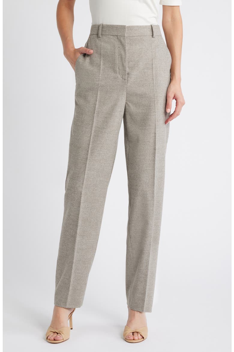 Tabitha Wool Blend Straight Leg Pants, Main, color, BEIGE MELANGE FLANNEL