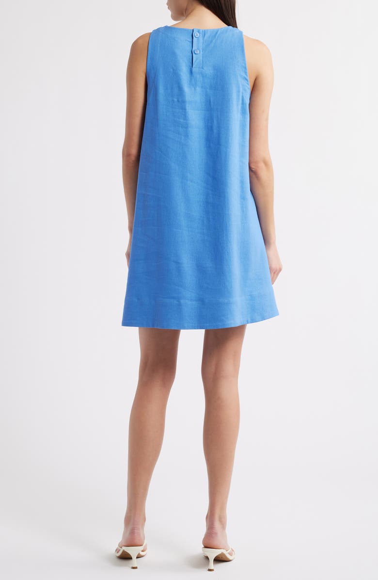 Charles Henry Sleeveless Linen Blend Trapeze Dress, Alternate, color, Blue