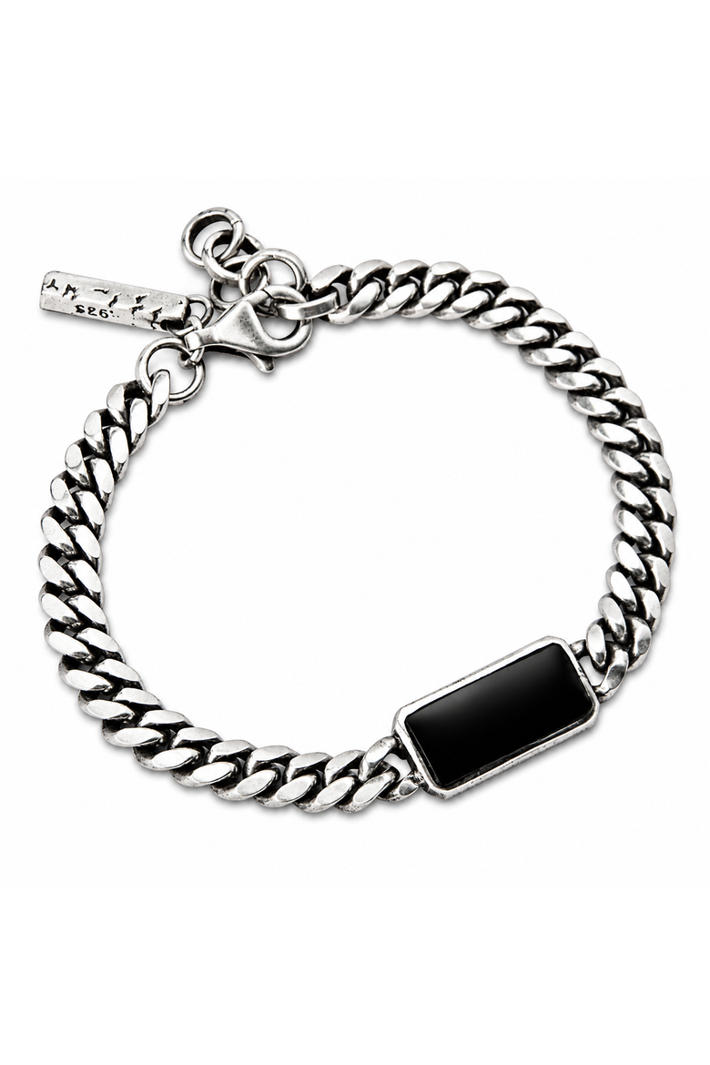 Cuban Onyx Silver Bracelet, Main, color, Onyx