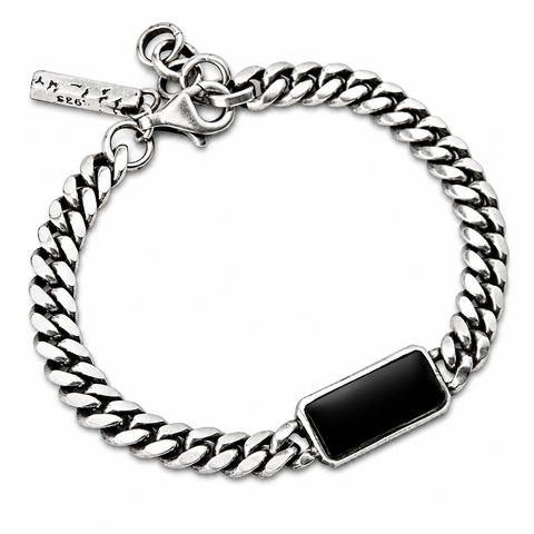 Cuban Onyx Silver Bracelet
