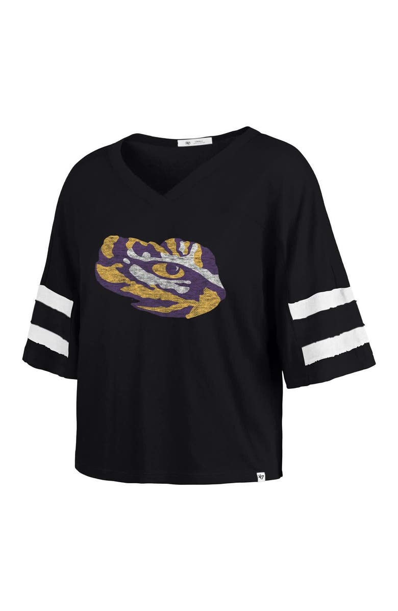 '47 Women's '47 Black LSU Tigers Premier Scout Sleeve Stripe Relaxed Dolman T-Shirt, Alternate, color, Black
