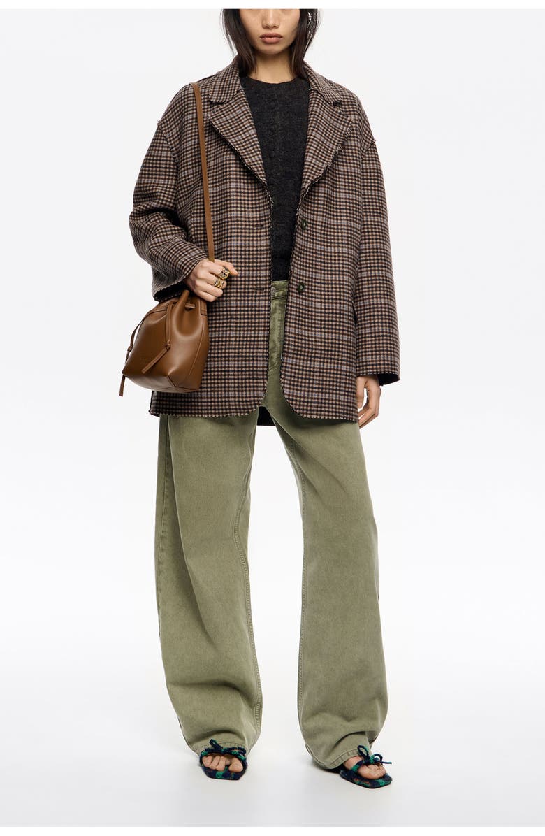 Bimba y Lola Checked Double-Face Raw Finish Coat, Alternate, color, Brown