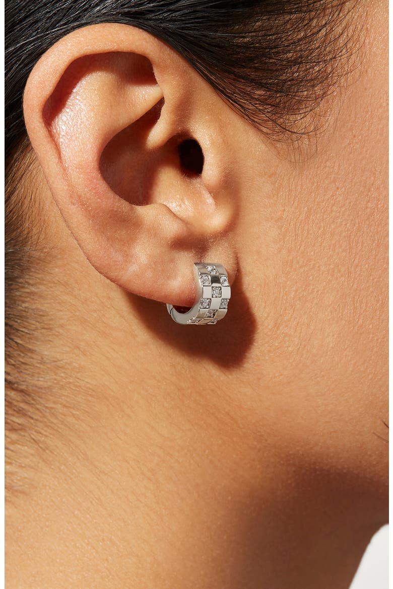 Eden Cubic Zirconia Huggie Hoop Earrings, Alternate, color, SILVER
