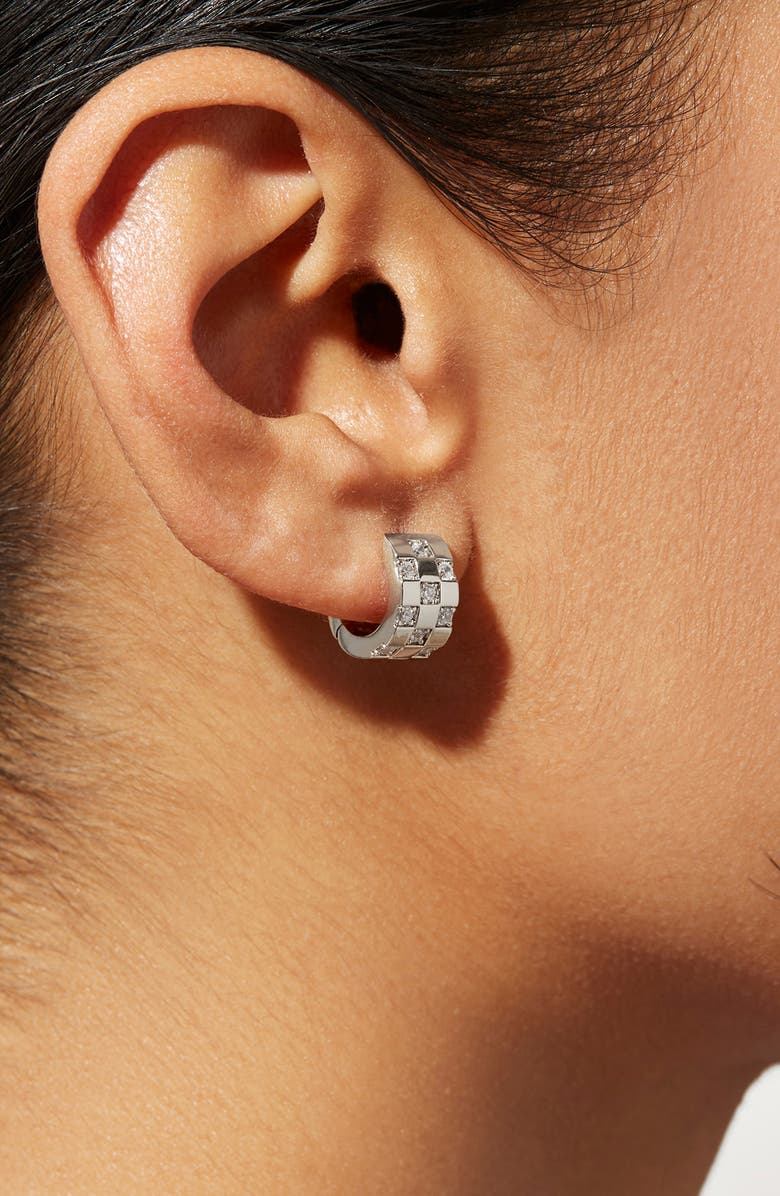 Ana Luisa Eden Cubic Zirconia Huggie Hoop Earrings, Alternate, color, Silver