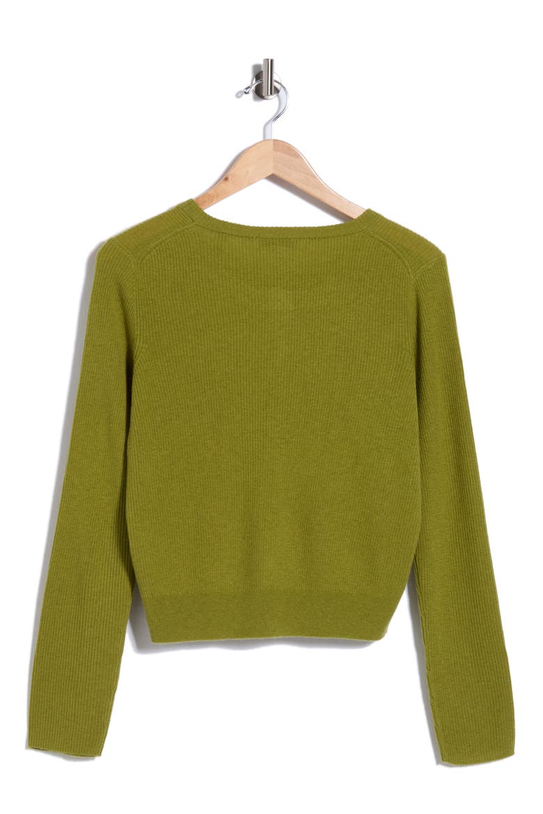 Wool Blend Ribbed Cardigan, Alternate, color, HERBARIA