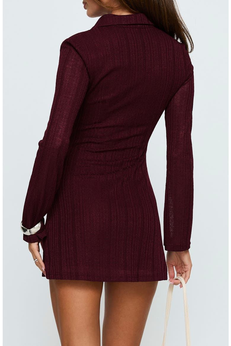 When You Sleep Long Sleeve Minidress, Alternate, color, WINE