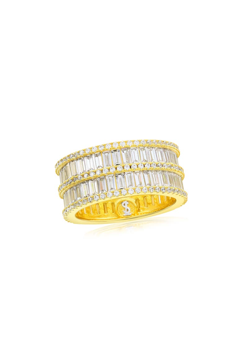 Cubic Zirconia Wide Eternity Band Ring, Main, color, YELLOW