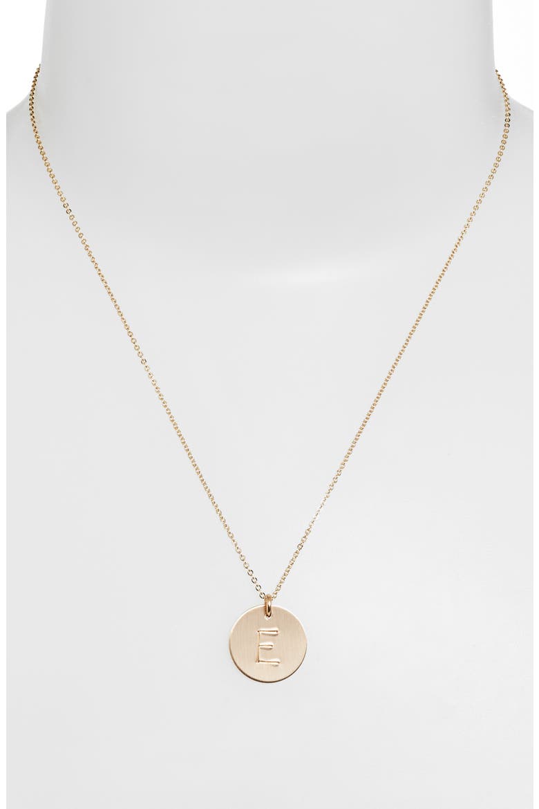 14k-Gold Fill Initial Disc Necklace, Alternate, color, 14K GOLD FILL E