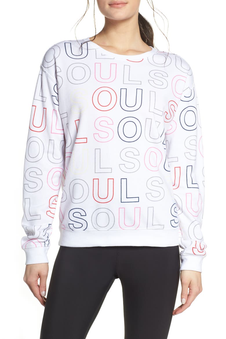 Knockout Print Sweatshirt, Main, color, WHITE