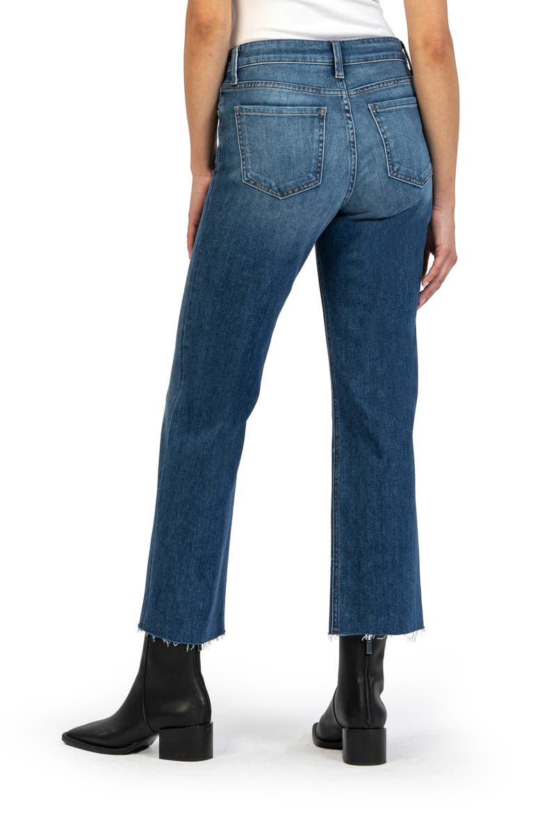 Kelsey Fab Ab High Waist Raw Hem Ankle Flare Jeans, Alternate, color, ROYAL