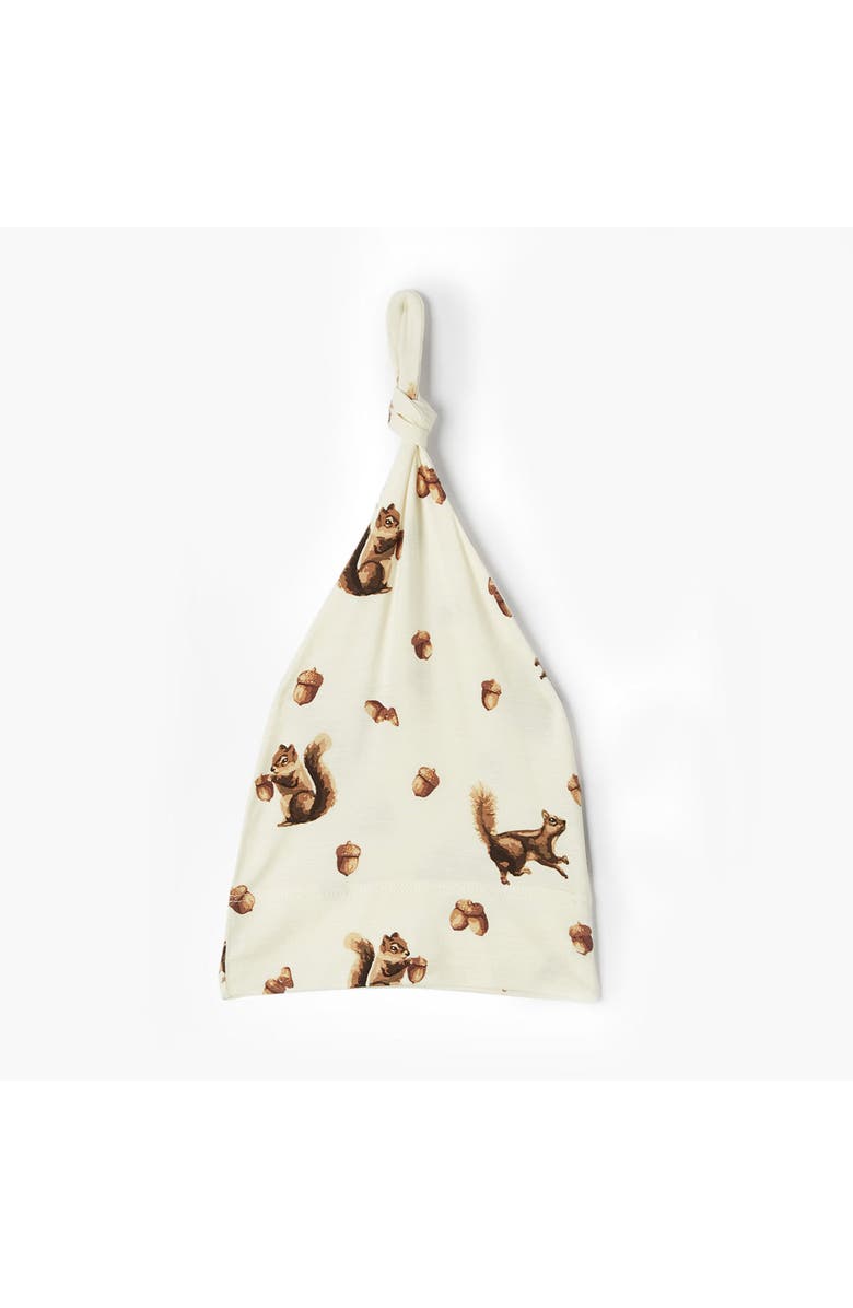 Milkbarn Luxe Stretch Newborn Gown and Hat Set, Alternate, color, Chipmunk
