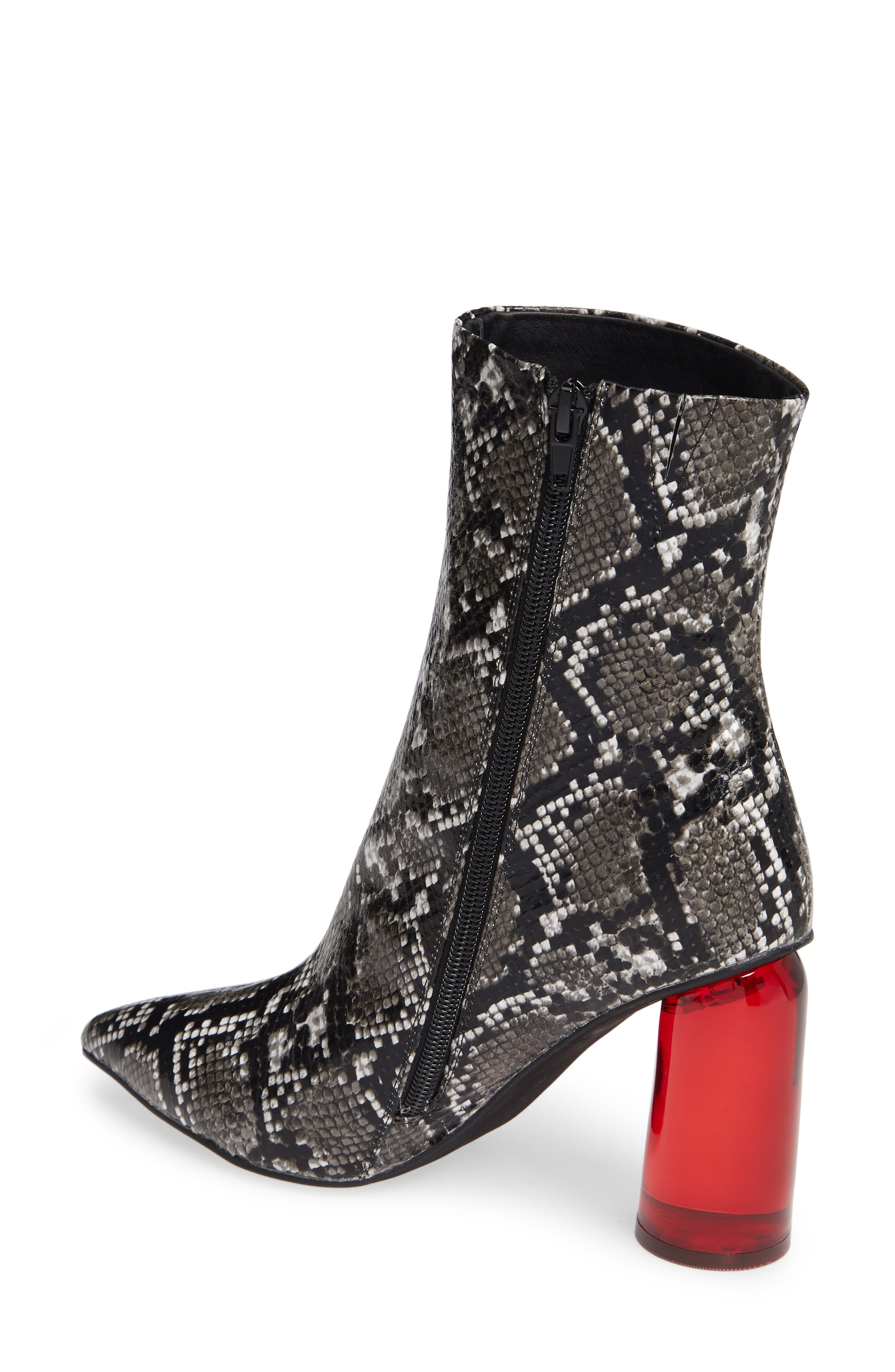 Lustful Bootie, Alternate, color, BLACK GREY SNAKE/ RED COMBO
