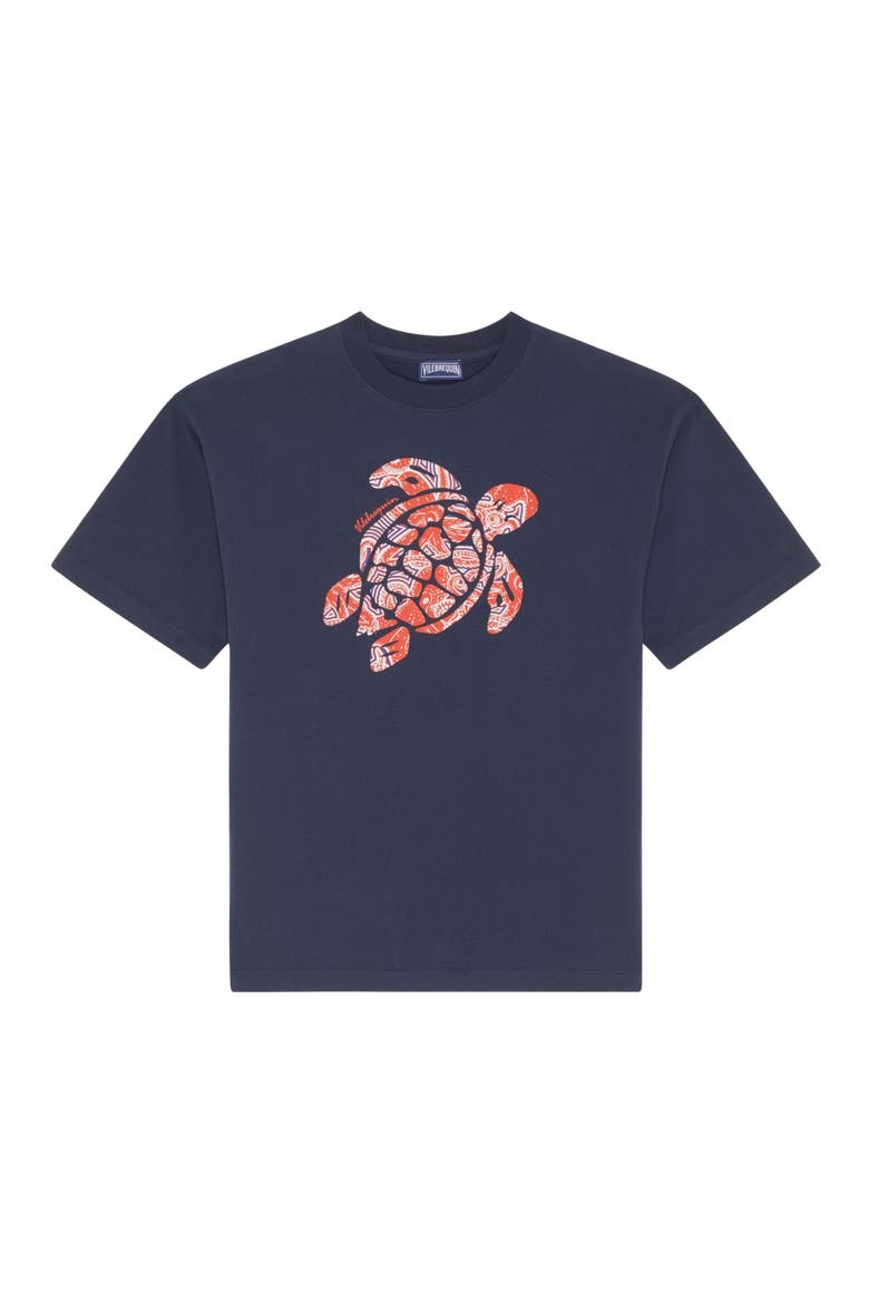 Boys Organic Cotton Oversize T-shirt Turtle, Main, color, Navy