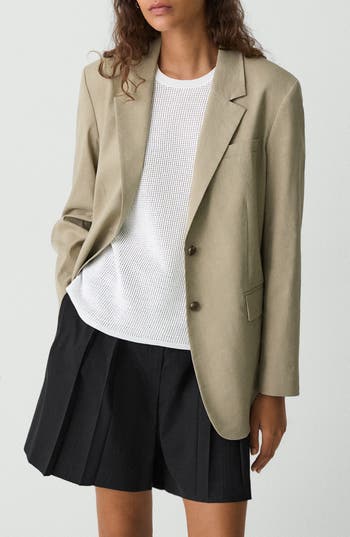 Theory Relaxed Blazer In Good Linen In Gray
