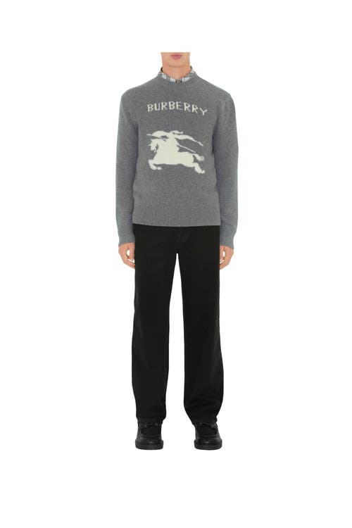 Shop Burberry Ekd Wool Cashmere Sweater In Grey