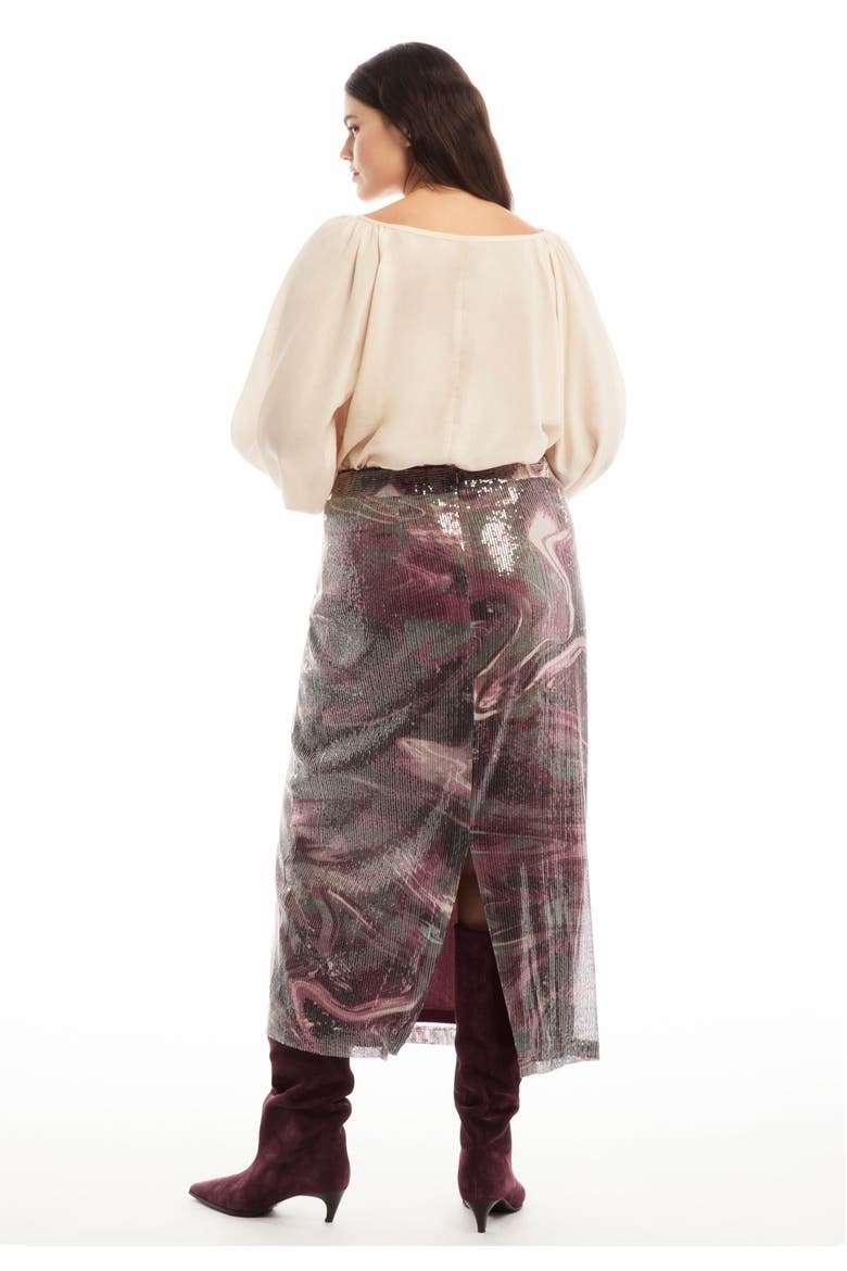 Sequined Mesh Column Midi Skirt, Alternate, color, MARBLE