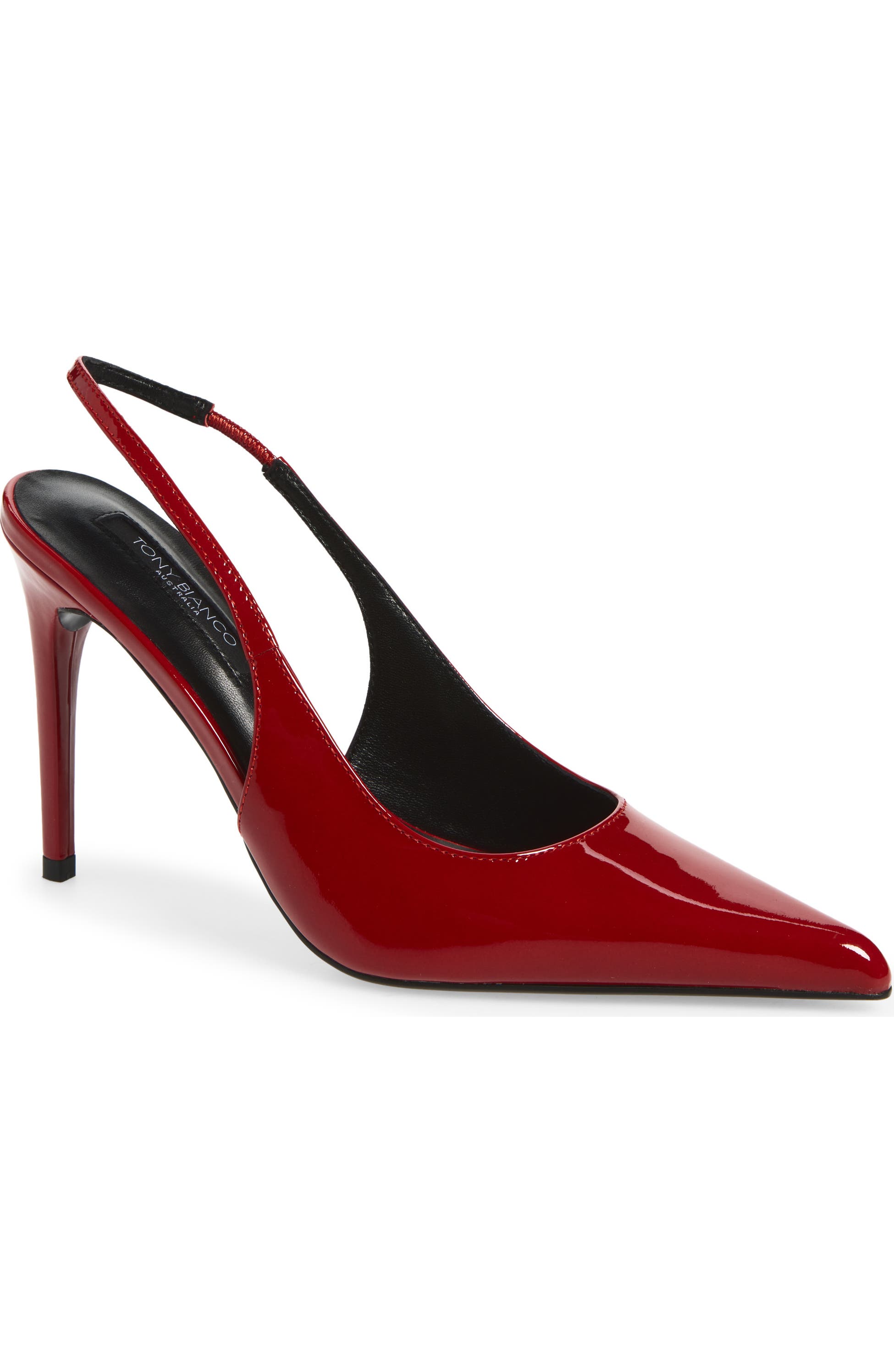 Tony Bianco Slingback Pointed Toe Pump, Main, color, Scarlet Patent