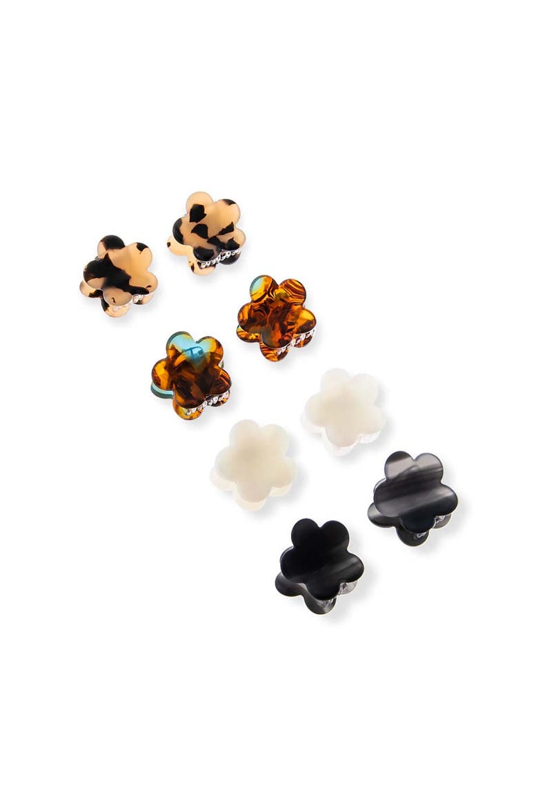 Floral Marble Mini Claw Clip Set, Main, color, Black & White