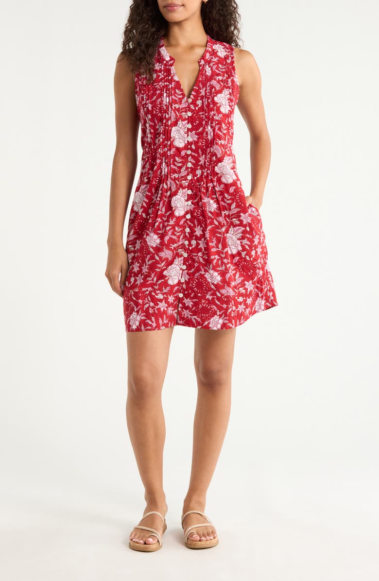 Faherty Devin Print Organic Cotton Mini Sundress, Main, color, Garden Whispers